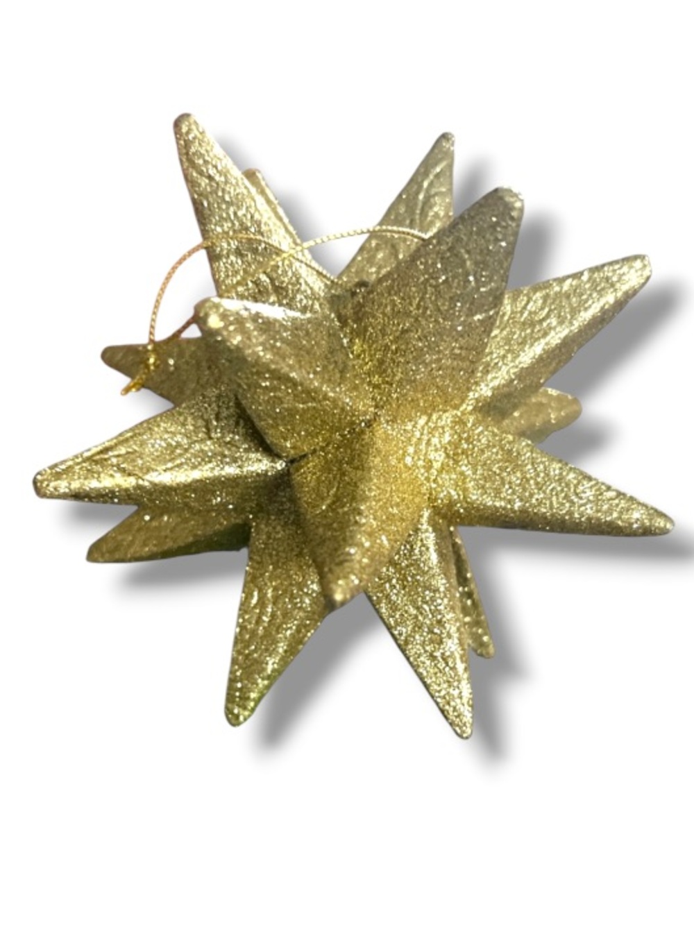 London Harrod’s Glitter Gold 3D Star Christmas Tree Ornament Holiday Decor